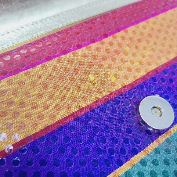 Timothy Hitsman | Vintage Multicolor Large Striped Rectangular Shaped Clutch Bag - Picture 12 of 13